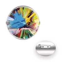 oil painting pretty landscape brooches decoration collar pin glass dome women men accessories jewelry gift