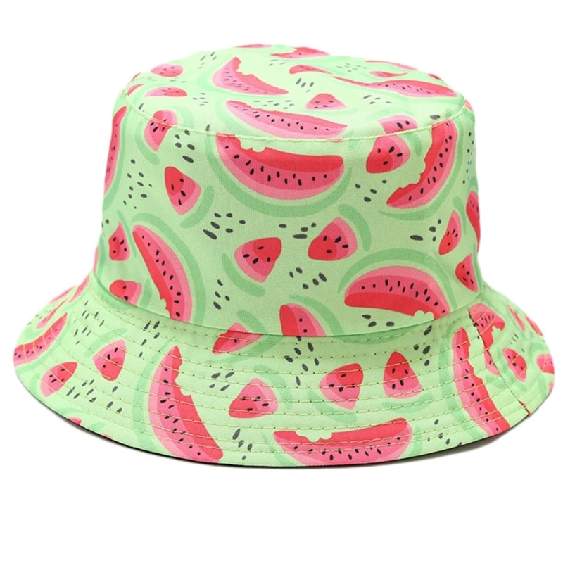 

Fruit Bucket Hat in TC Fisherman Cap Travel Sunhat Reversible Outdoor Panama for Men Women with Flat Top M6CD