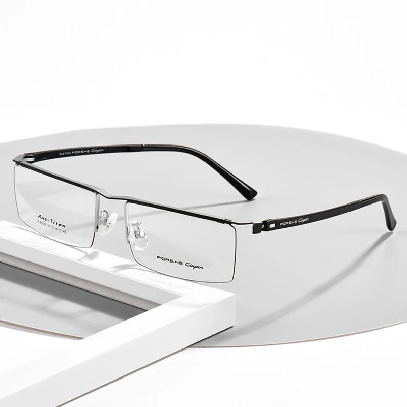

Business Men's Ultra Light Pure Titanium Full Frame Glasses Frame Fat Big Face Fashion Thin Leg Prescription Glasses