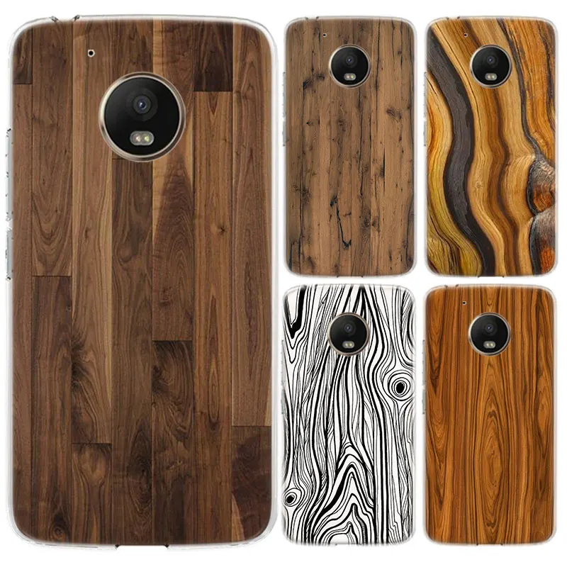 

Case For Motorola Moto G9 G8 G7 + Power G6 G5S Plus Transparent Silicone Soft Shell TPU Cover With Wood Grain Abstract Texture