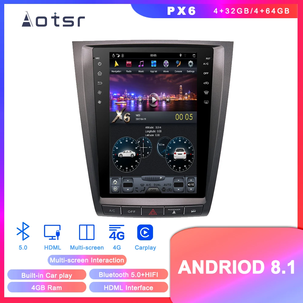 Тесла Android6.0 автомобиля нет dvd плеер gps навигации для Lexus GS GS300 GS350 GS450 GS460 2004 2011