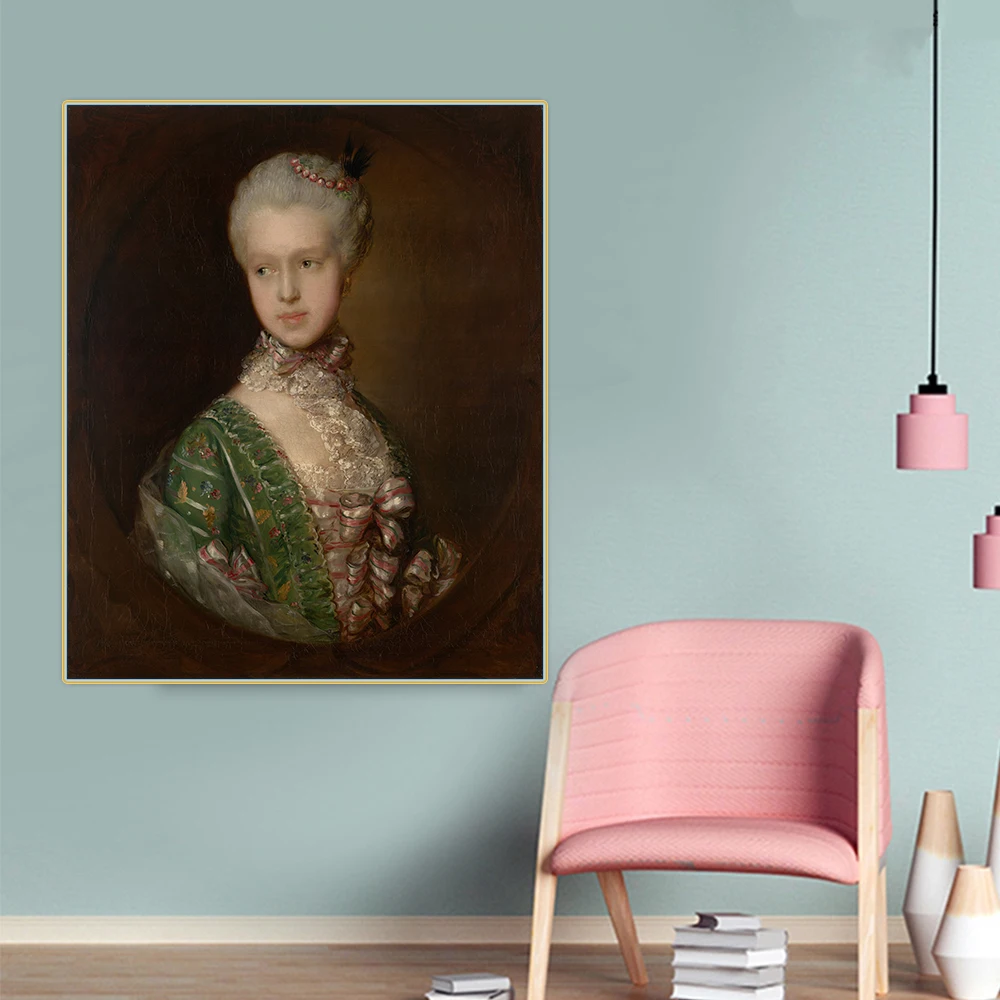 

Wall Aesthetic Thomas Gainsborough"Elizabeth Wrottesley"Canvas Oil Painting Western Art Decor Poster Backdrop Home Decoration
