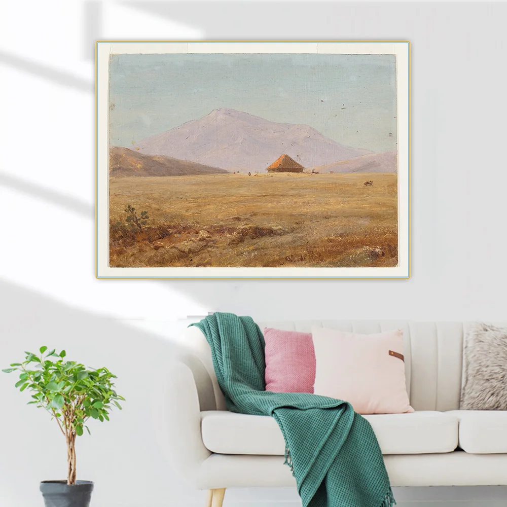 

Canvas Oil Painting Frederic Edwin Church"Ecuador,Mountain Plateau With Hut"Home Room Interior Decoration Wall Aesthetic