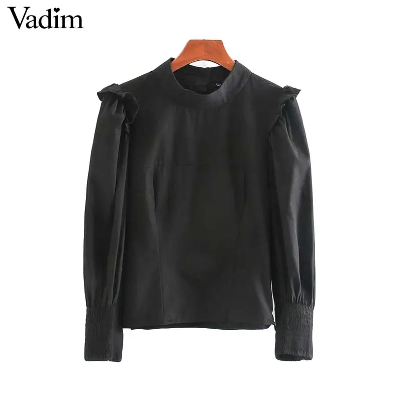 Vadim женские стильные блузки с оборками длинные рукава пуговицы сзади боковая