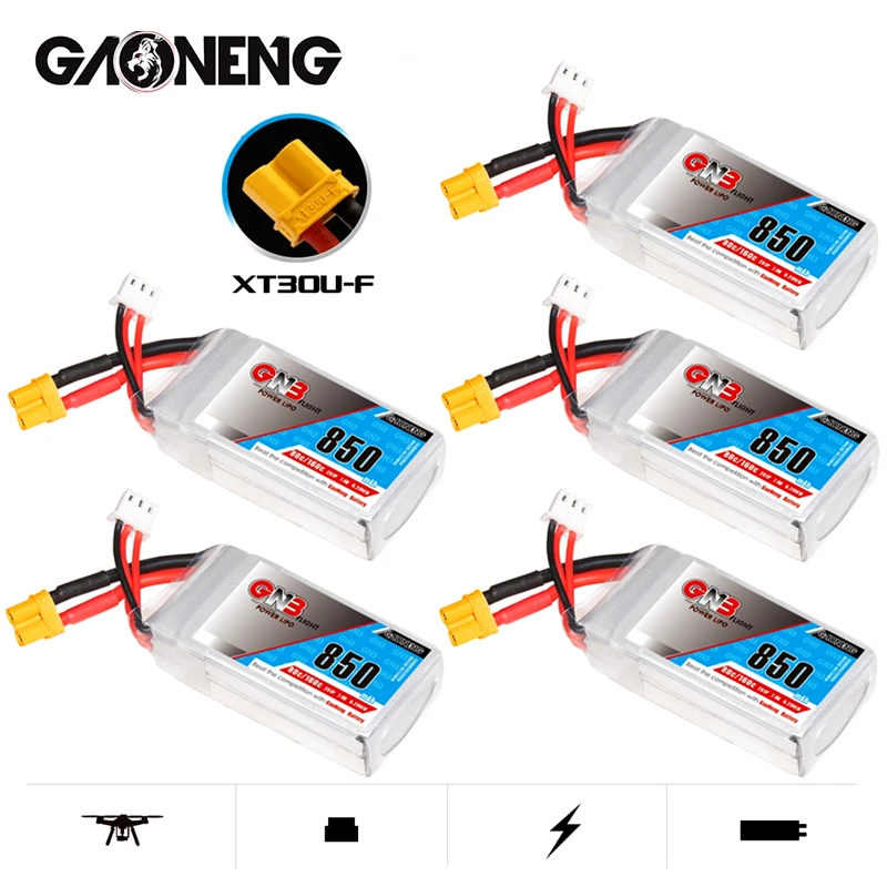 1-10 шт. GaoNeng GNB 850 мАч 2S 7 4 В 80C/160C Lipo аккумулятор стандартная вилка для FPV гоночного
