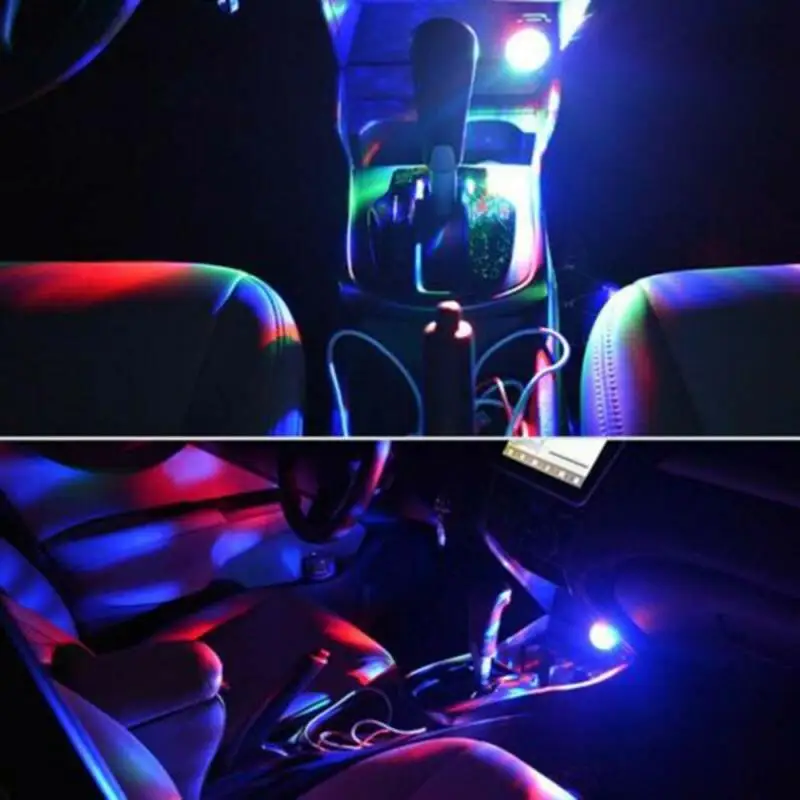 Новый мини светодиодный USB автомобильный атмосферный светильник RGB цветная