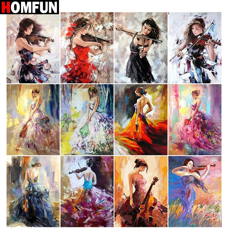 Алмазная 5D картина HOMFUN сделай сам вышивка крестиком Скрипка женский домашний