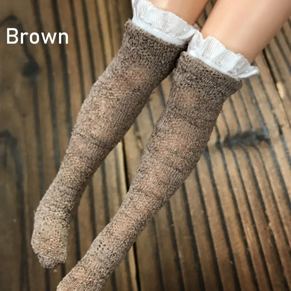 brown 1 пара кружевных носков для 1/6, кукольные Чулочные изделия, аксессуары для детской одежды для девочек, рождественский подарок, игрушки для детей, сделай сам, украшение куклы - Цвет: brown
