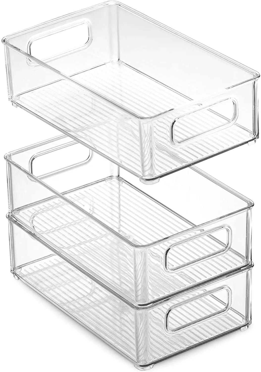 

Refrigerator Organizer Bins 6pcs Stackable Clear Plastic Organizers Handles Fridge Pantry Kitchen Cabinet Food Storage Container