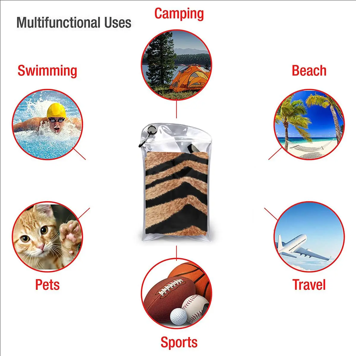 

Unique Style Quick Dry Beach Towel Tiger Skin Microfiber Bath Towel Beach Cushion Swimming Personalized Sand Free Beach Towel