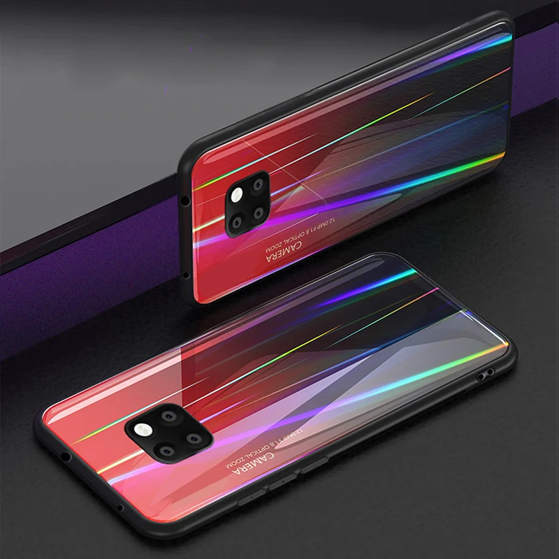 Чехол из закаленного стекла с лазерным градиентом Aurora для huawei Honor 9X mate 30 20 Pro P30