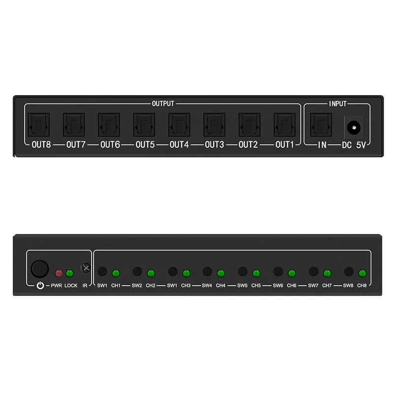 Новый стиль SPDIF/TOSLINK Цифровой оптический аудио сплиттер 1x8 Аудио Усилитель