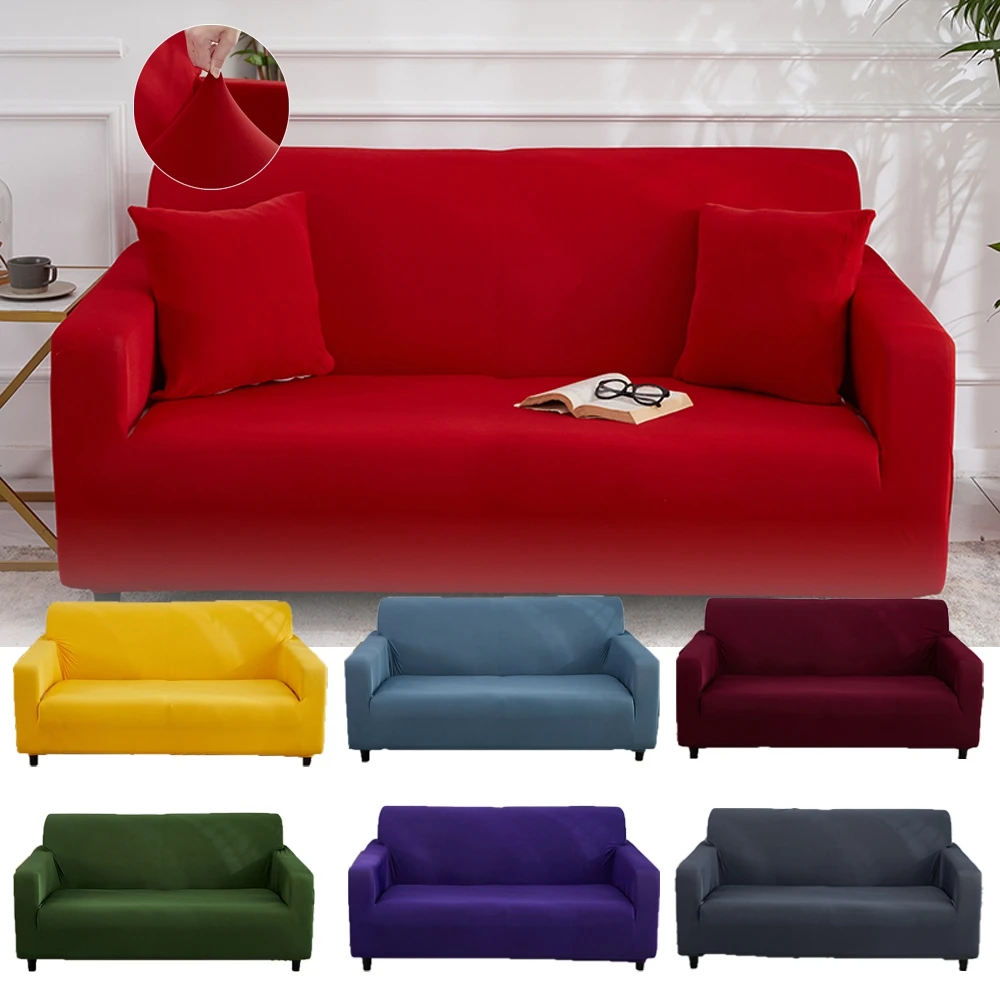 

Red Elastic Solid Color Armchair Cover Sofa All-inclusive Couch Cover One Seat 2 3 Seater Couch Protection Extensible