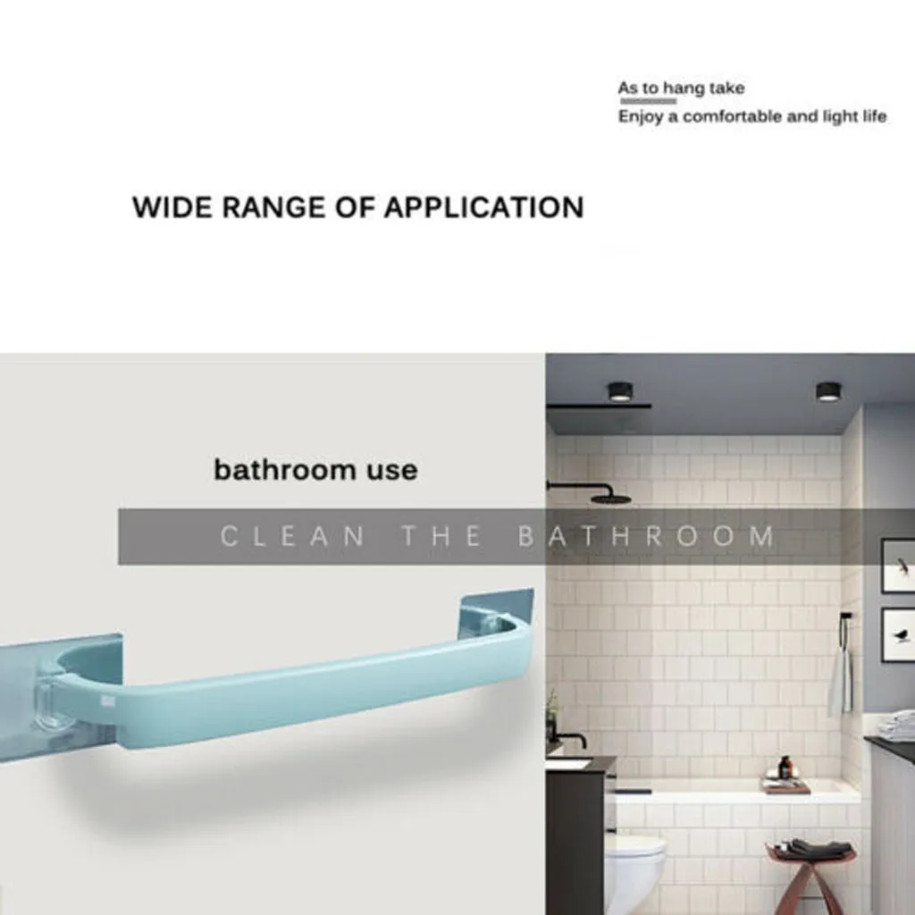 Многофункциональный полотенцесушитель с полкой для ванной комнаты, крепится на стену с помощью самоклеящейся ленты.