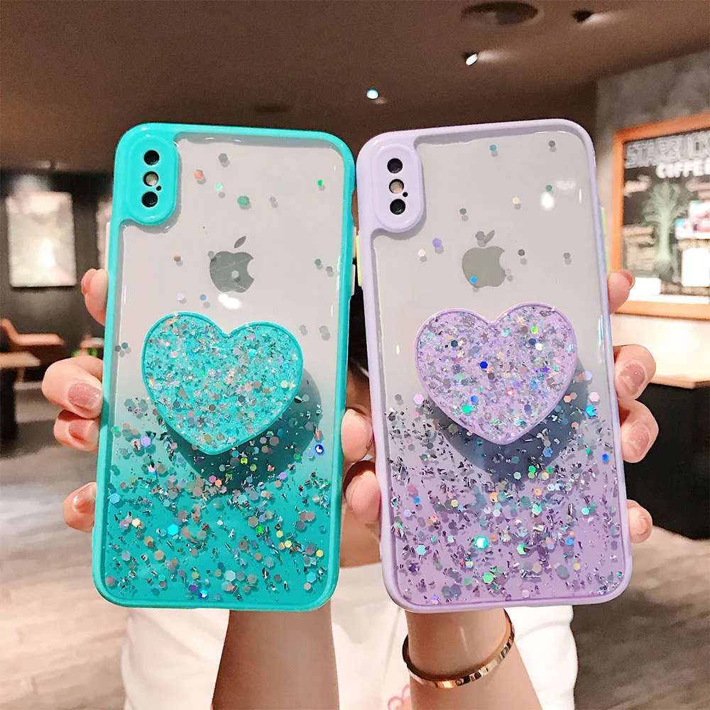 

Holder Silicone Case for Xiaomi Redmi Note 9 10 8 Pro Max 9A 9C 9T Poco X3 NFC M3 C3 Mi 11 10 Lite Glitter Lens Protect Cover