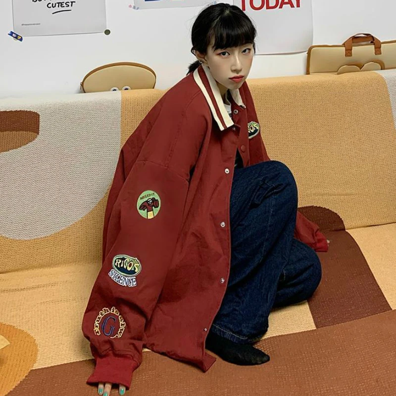 

Harajuku Jackets Women Autumn Japan Style Plus Size Bf Oversize Retro Outwear Womens Basic Coats New Fashion Loose Casual Cargo