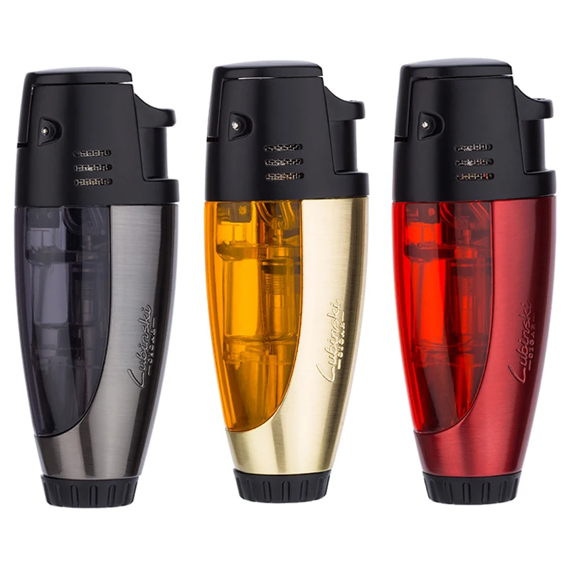 LUBINSKI модный Видимый газовый оконный 2 фонарь зажигалка для сигар сигарет с