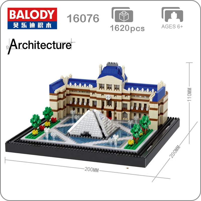 Balody 16076 всемирно известная архитектура Парижский Лувр 3D модель микро мини