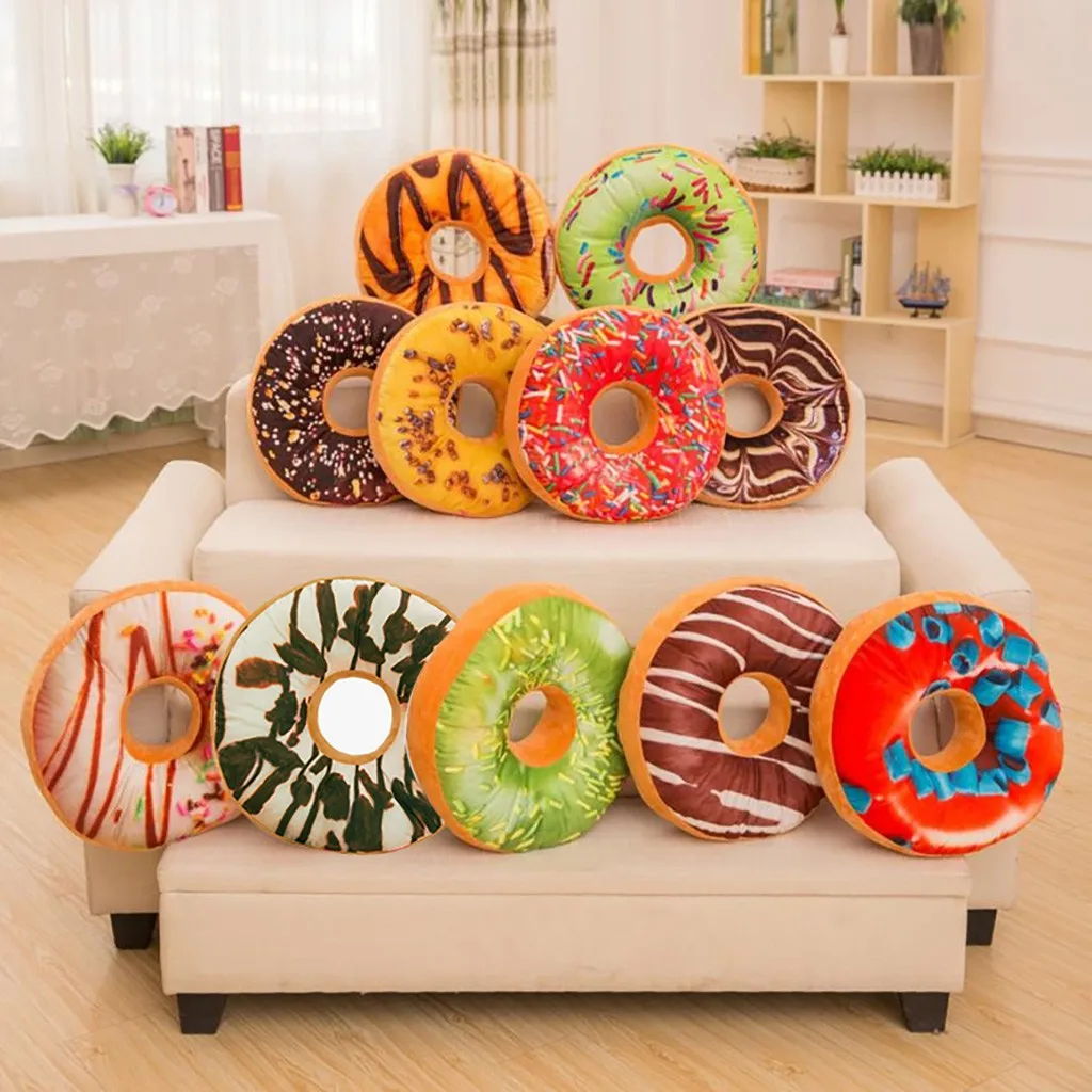 

Soft Plush Pillow Stuffed Seat Pad Sweet Donut Foods Cushion Cover Case Toys Home Deco Poszewka Dekoracyjna Valentine's Day Gift