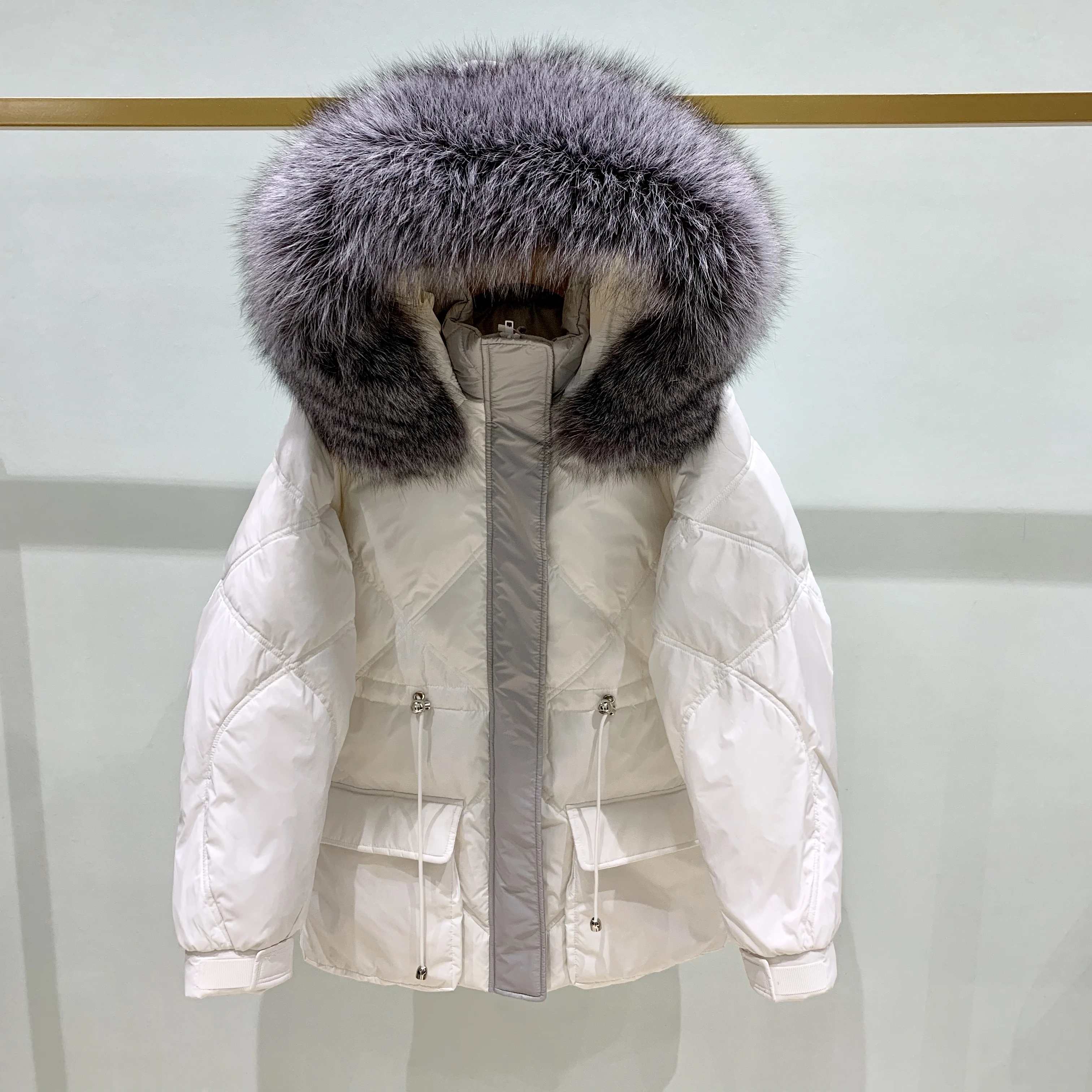 Большой воротник из натурального Лисьего меха 2020 Зимняя парка на 90% белом утином