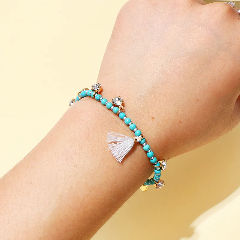 Коми Модный корейский стиль бирюзовый металлический дамский браслет с