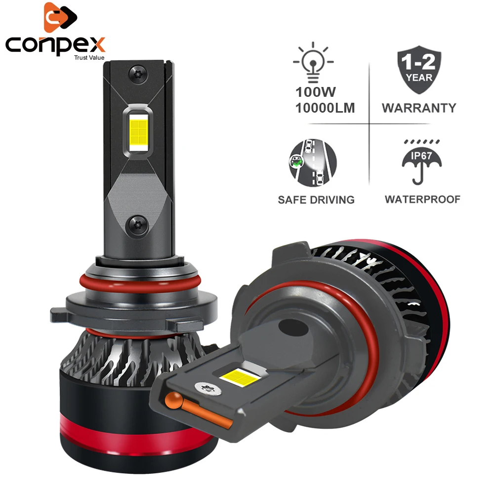 

Conpex Car Headlight HB3/9005 HB4/9006 LED H8/H11 H4 H7 H1 H3 9012 H13 9004 9007 100W 10000lm Auto Bulb Headlamp 6000K Light