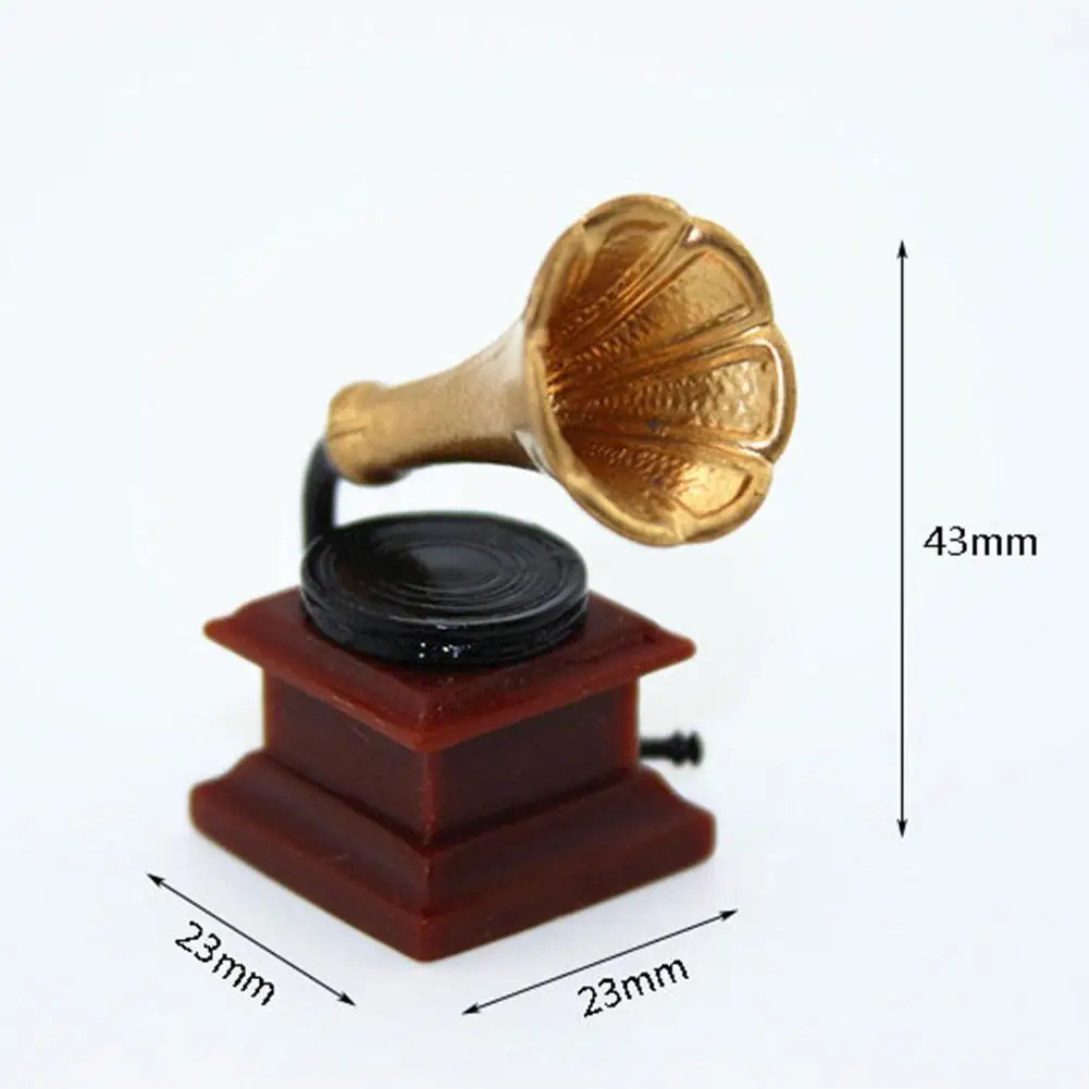 

1:12 Miniature Dollhouse 3D Resin Furniture Kids Children Adult Toy Play House Mini Phonograph Dollhouse Accessories Decor