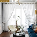 Белая занавеска CITYINCITY для гостиной, современная роскошная занавеска для кухни, спальни, простая Тюлевая занавеска на окно