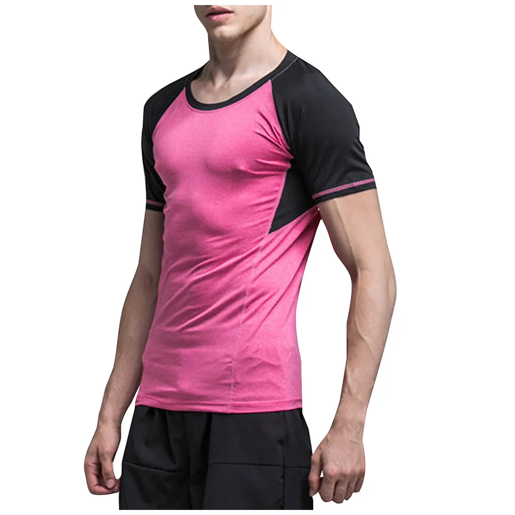 Мужские футболки для бега Feitong мужские лоскутные быстросохнущие спортивные с