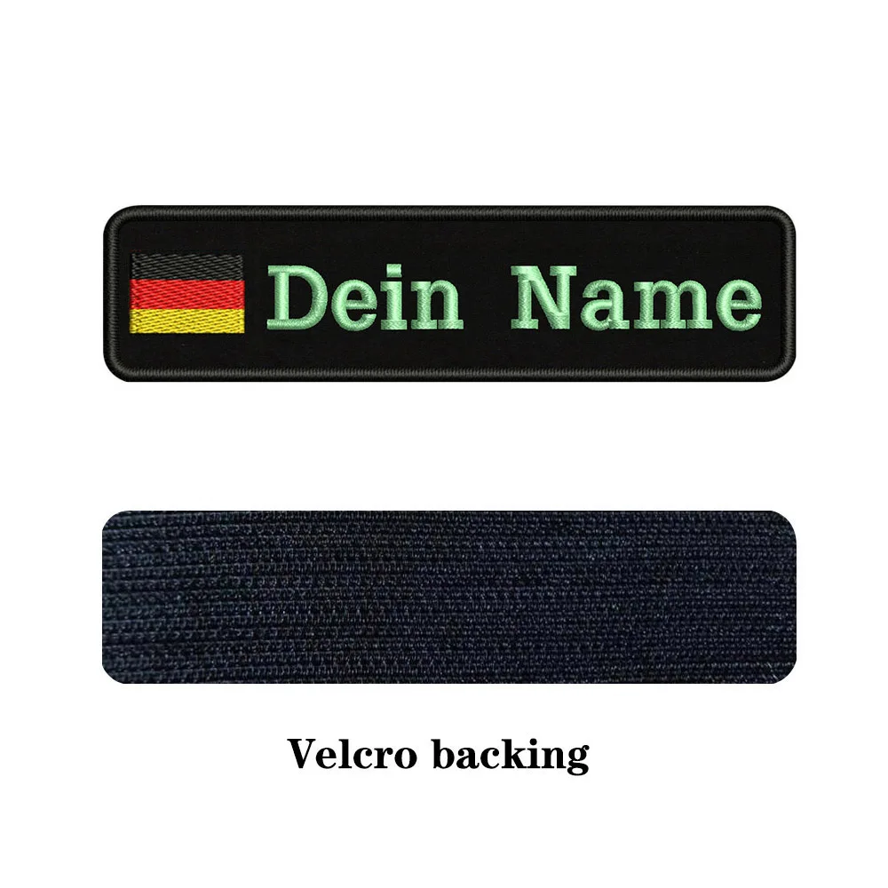 Light blue-Velcro На заказ Вышивка Флаг Германии имя или заплатка с текстом 10 см* 2,5 см значок Утюг на или липучке Подложка для одежды брюки рюкзак шляпа - Цвет: Light blue-Velcro