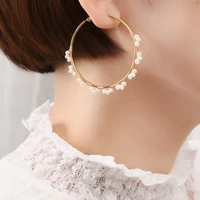 exaggerated earrings womens new style c shaped earrings woven fresh water pearl fashion ear jewelry pearl earrings