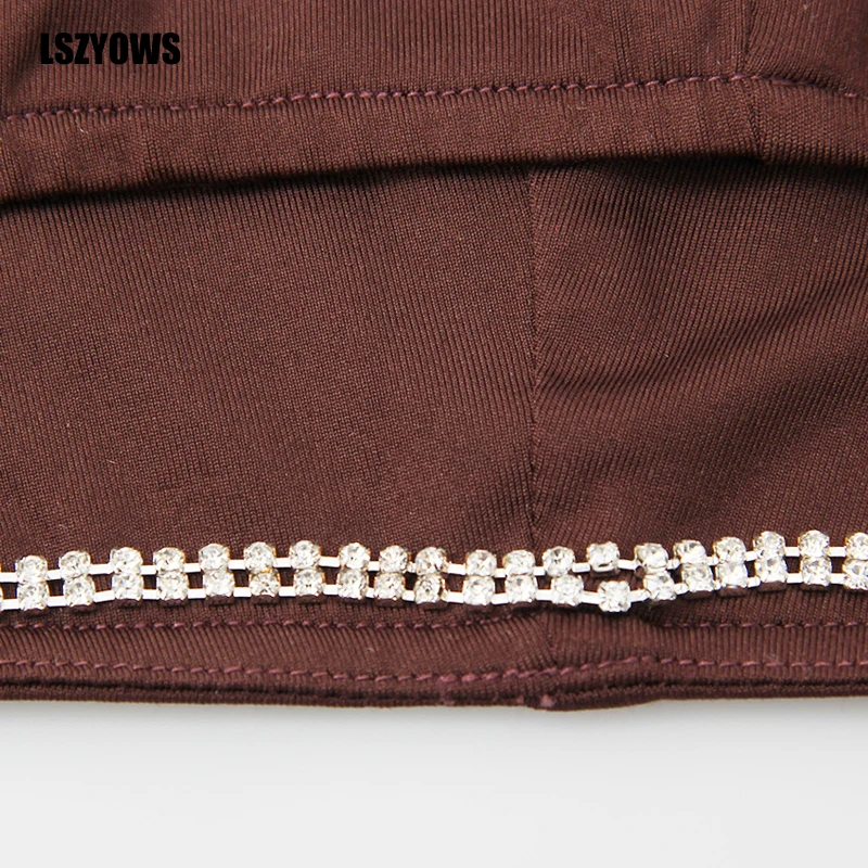 

Brown Two Piece Set Summer Diamonds Spaghetti Straps Crop Top And Midi Bodycon Skirt Party Club Outfits Sexy Women Matching Sets