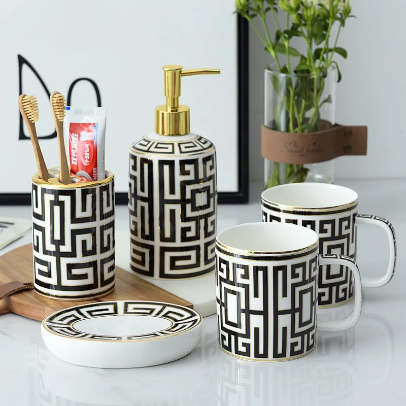 Набор аксессуаров для ванной комнаты керамический дозатор мыла держатель зубных