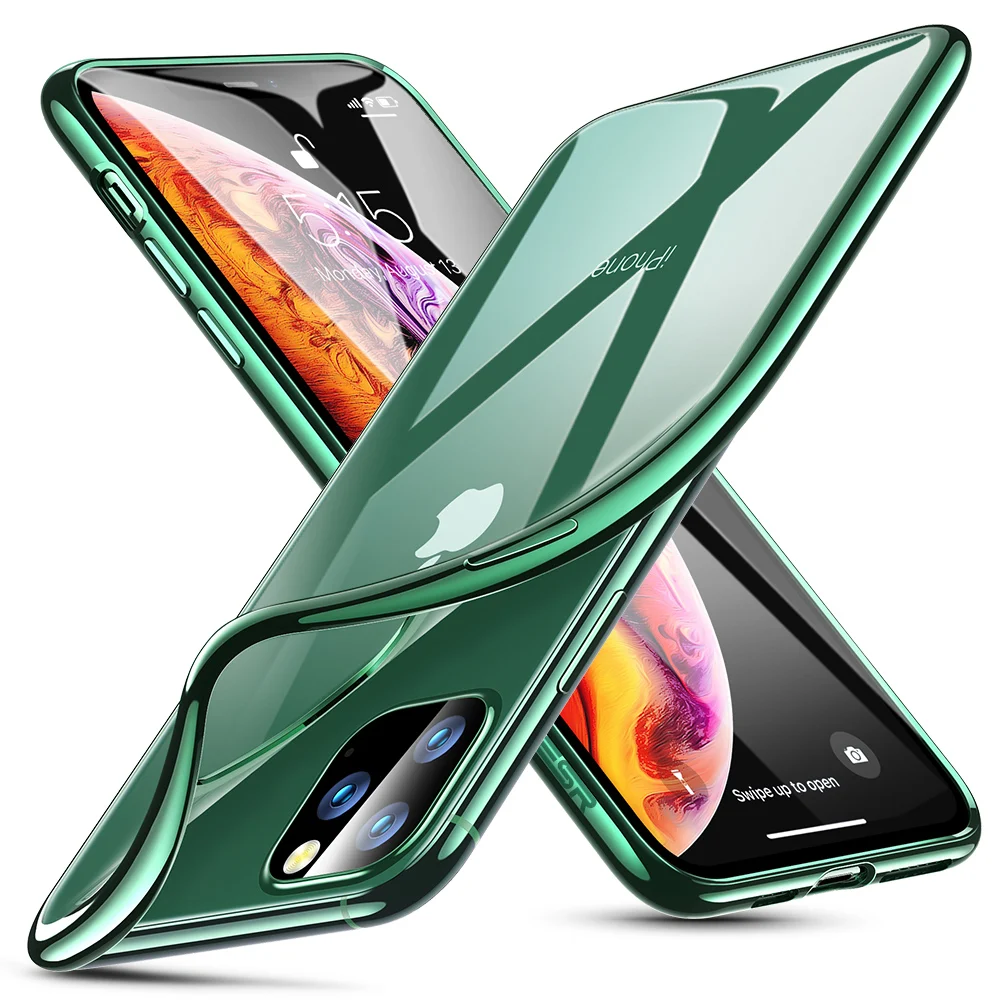 ESR Мягкий чехол из ТПУ для iPhone 11 Pro Max, Роскошный чехол с рамкой для телефона, тонкий прозрачный гибкий силиконовый чехол для iPhone 11 11 Pro - Цвет: Green