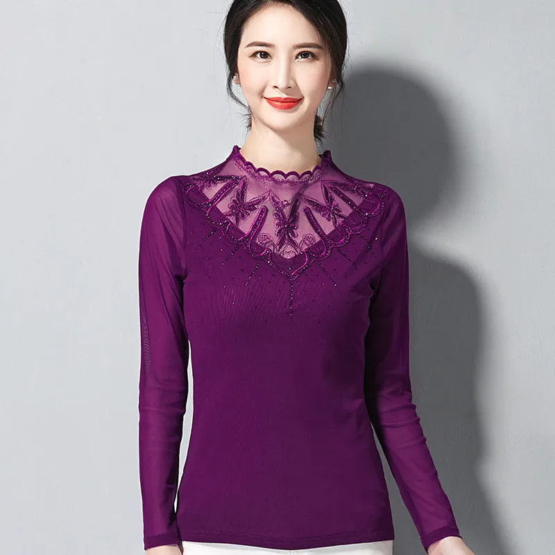 Женская футболка в Корейском стиле с длинным рукавом роскошные вечерние топы