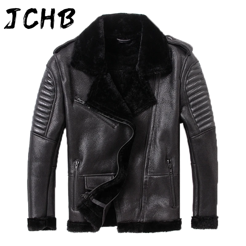 

Free Sheepskin,motor shipping,100% wool Shearling,man's warm leather jacket,men's fur winter coat.plus size black jackets.