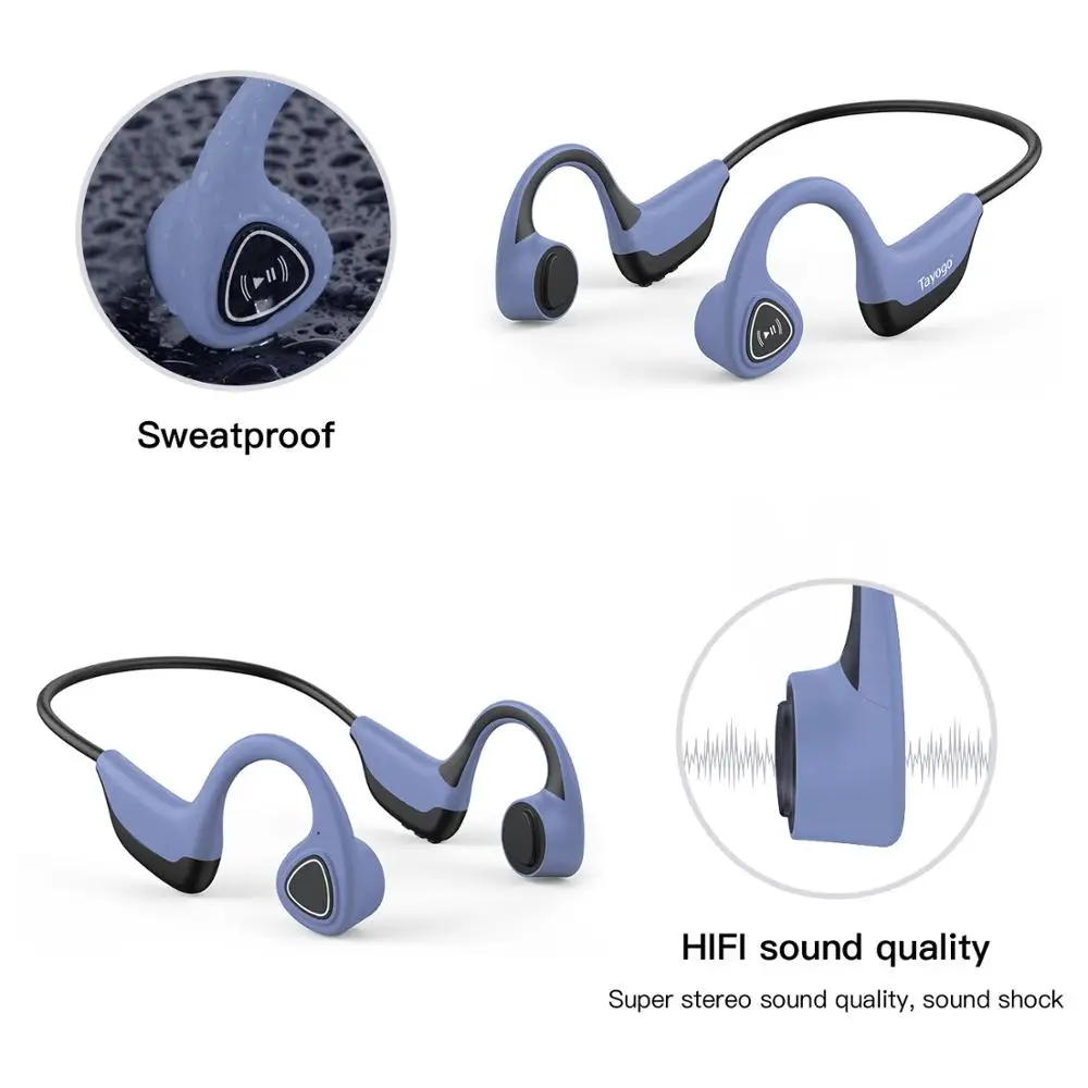blue Mp3 player Tayogo S3 модный mp3-плеер с костной проводимостью 8 ГБ для спорта, защита от пота, ушной крючок, длинная батарея с функцией shuffle - Цвет: blue Mp3 player