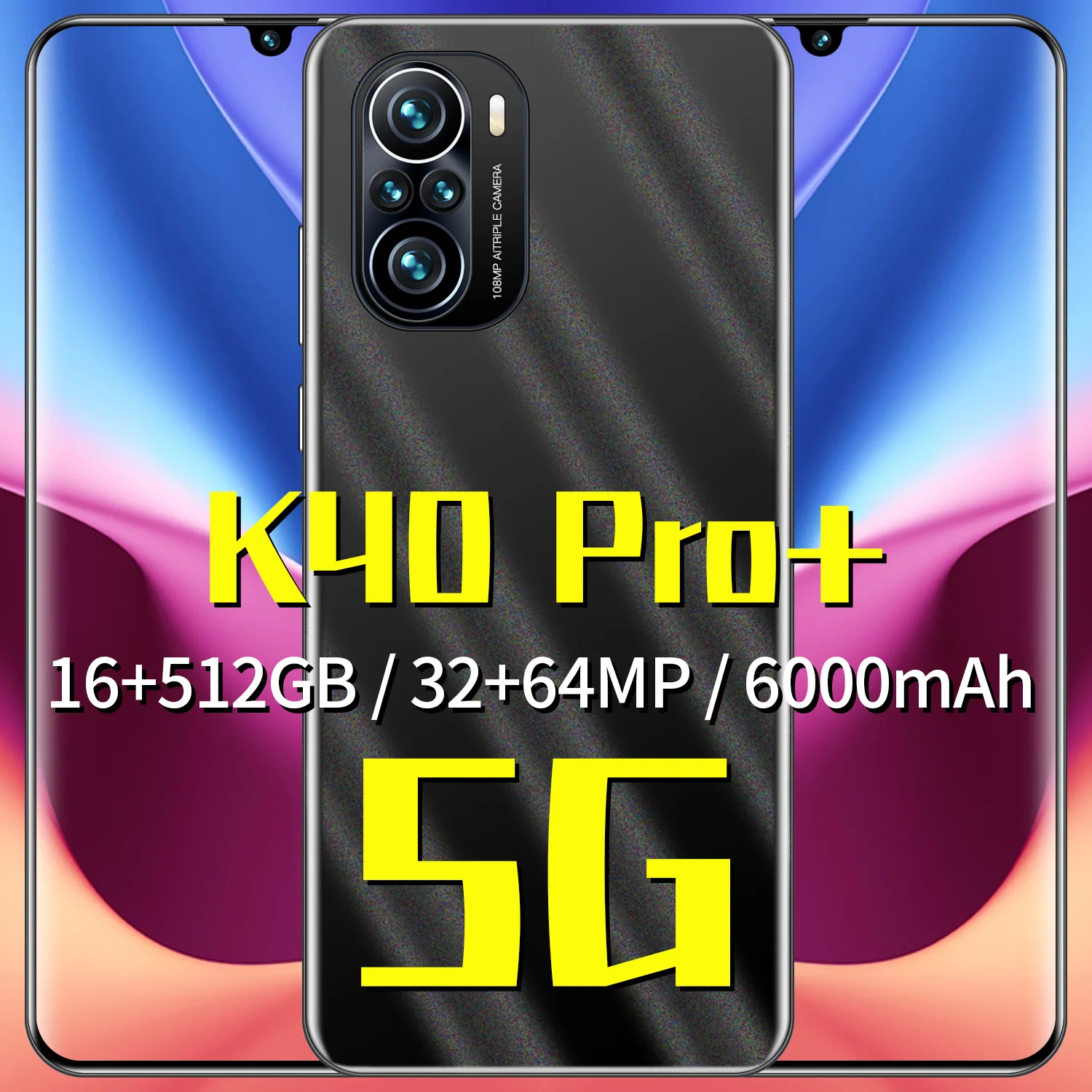 

2021 New Fashion 5G Smartphone 16GB+512GB for Redmi K40 Pro+ Cellphone Triple Card Slot Huawei Xiaomi Samsung Mobile Phone