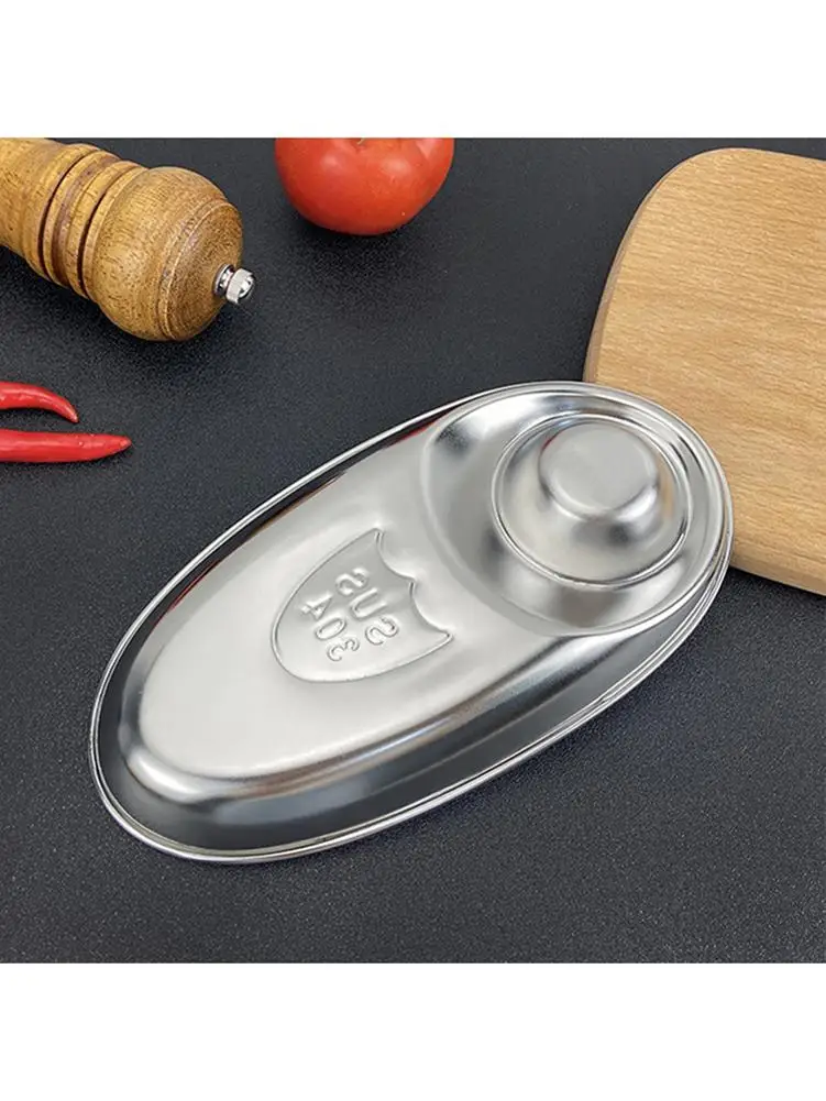 Stainless Steel Snack Plate Divided Grid Oval Sauce Western Fries Fried Chicken Tableware Kitchen Tools | Дом и сад