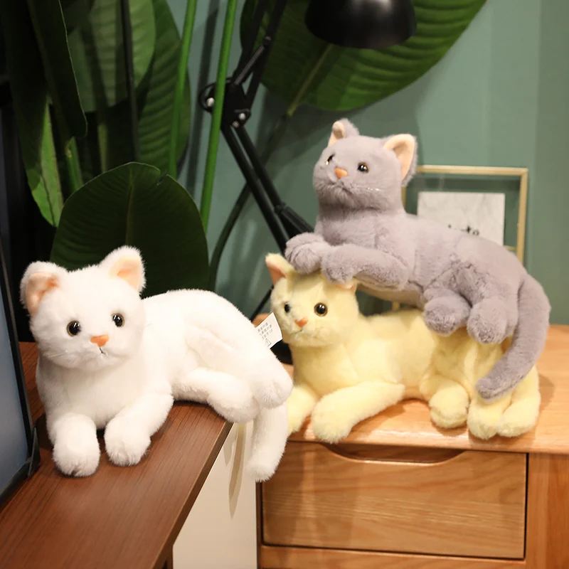 

Cute Simulation Cat Plush Toy Soft Cat Stuffed animals Plushes Pillow Kawaii Living Room Decorate Plush Doll Christmas Kid Gift