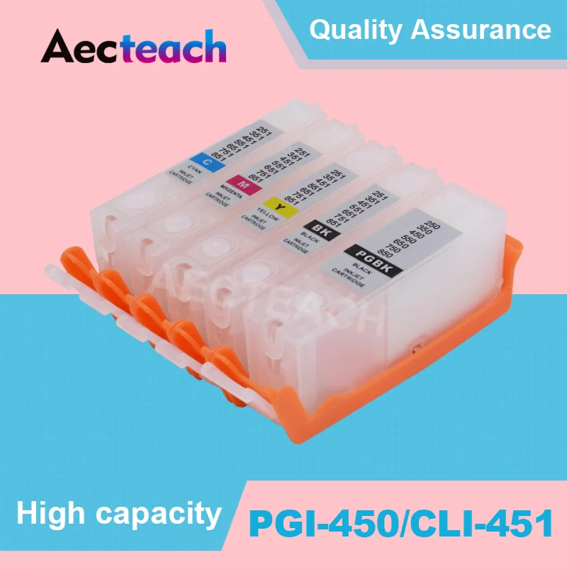 Aecteach 5 цветов пустой картридж для принтера Canon PGI 450 CLI 451 PIXMAC MX924 IX6540 IX6840 IP8740 принтер