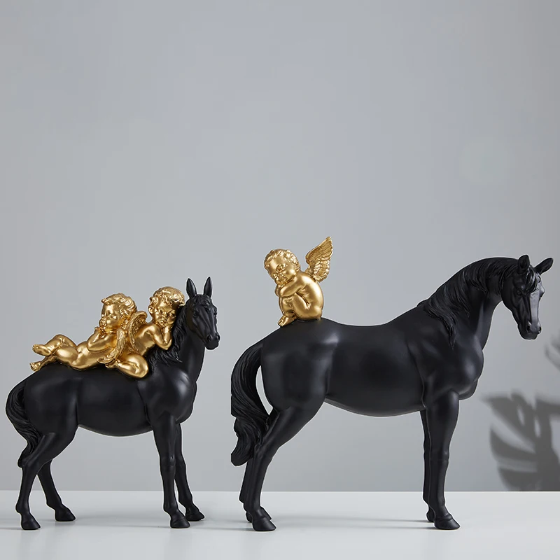 

[MGT] European light luxury angel and horse decoration creative home living room wine cabinet decoration crafts display