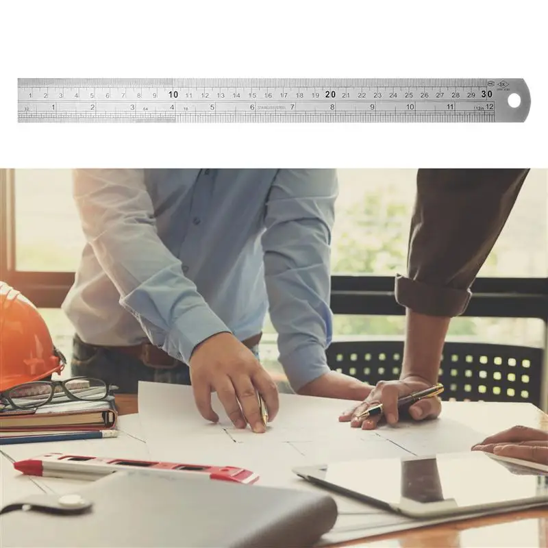 

3Pcs Measuring Rulers Practical Stainless Steel Lightweight Double Sided Rulers Engineering Ruler Measuring Tool for School