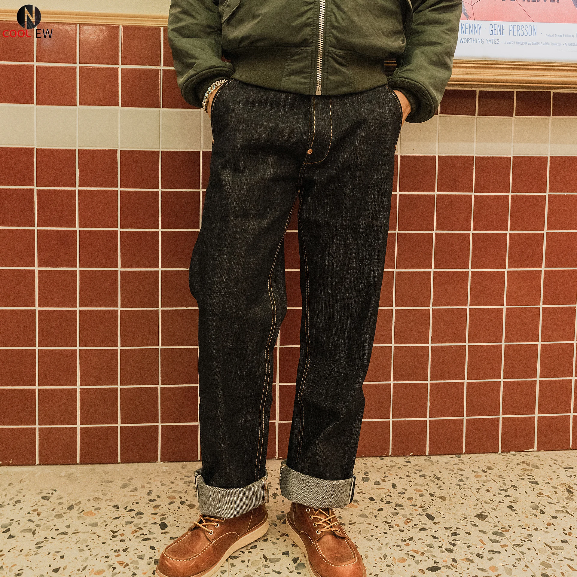 

DN-0004 Read Description! Heavy Weight 18oz Indigo Selvage Unwashed Pants Unsanforised Thick High Waist Raw Denim Jean