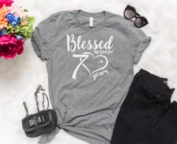 blessed by god for 70 years born in 1950 birthday shirt funny graphic short sleeve women top tees cotton crew neck women tshirts