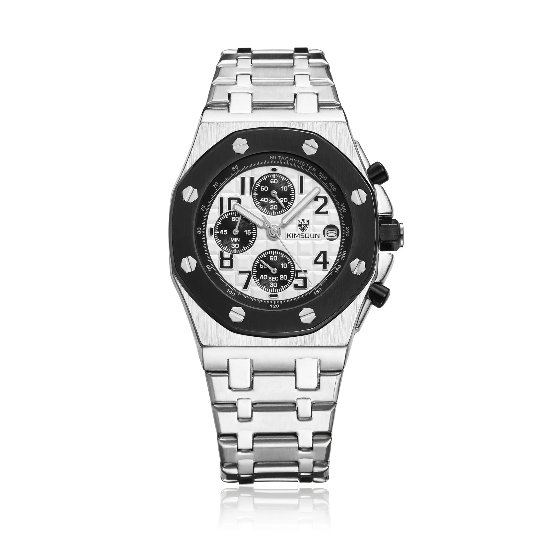 Switzerland Royal Rolexable Japan Miyota Кварц Мужские часы модный стальной ремень три глаза водонепроницаемый спортивный relogio masculino - Цвет: Белый