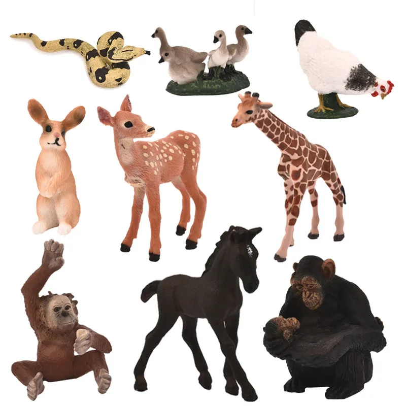 Зоопарк фермы моделирование животных миниатюрная фигурка модель кролик олень