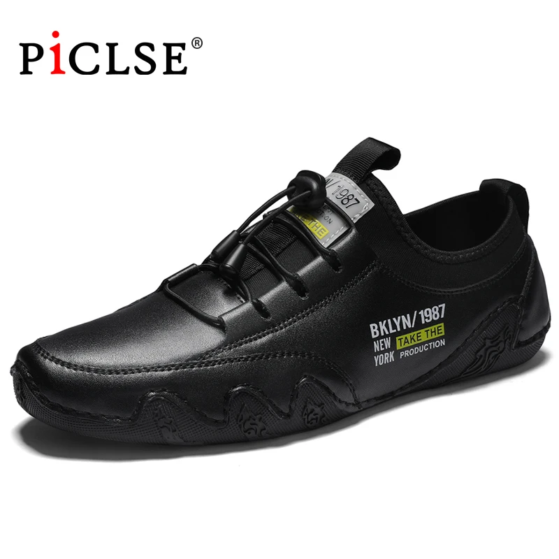 Лоферы мужские из натуральной кожи повседневная обувь для вождения плоская