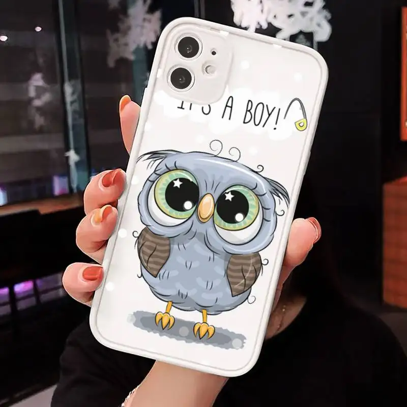 

cute Owl Lover Cartoon Phone Cases Matte transparent For White iPhone 12 Mini 11 Pro XR XS Max 7 8 Plus X Back Cover