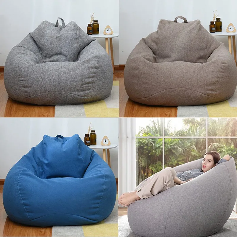 lazy sofa cover solid chair covers without fillerinner bean bag pouf puff couch tatami living room furniture cotton cover chair free global shipping